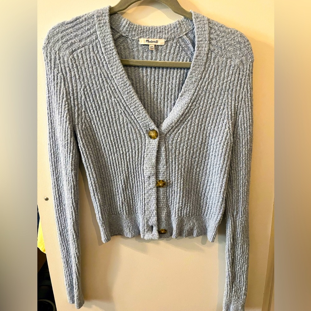 Madewell Bouclé-Knit V-Neck Cardigan Sweater XXS